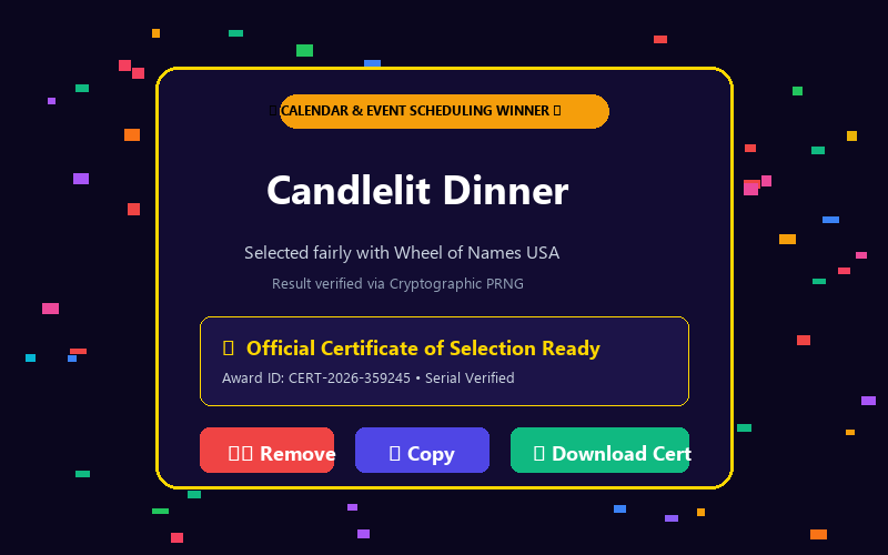 Winner modal in Date Picker Wheel