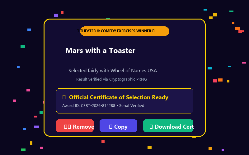 Winner modal in Improv Prompts Wheel