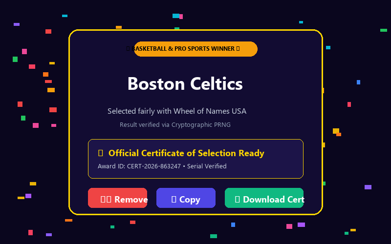 Winner modal in Nba Picker Wheel