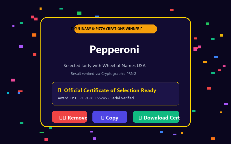 Winner modal in Pizza Toppings Wheel