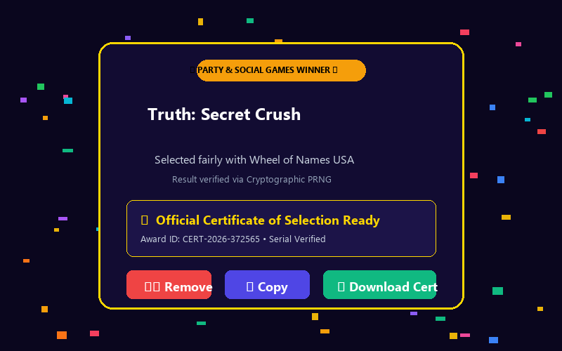 Winner modal in Truth Or Dare Wheel